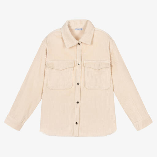 Mayoral-Girls Ivory Corduroy Shirt | Childrensalon Outlet