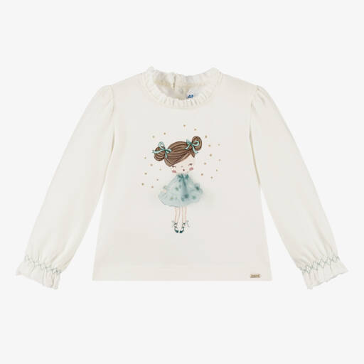 Mayoral-Girls Ivory Cotton Ballet Tee | Childrensalon Outlet