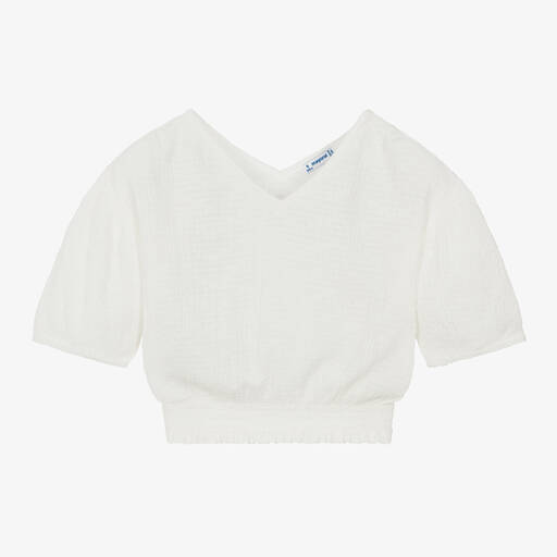 Mayoral-Girls Ivory Cotton Blouse | Childrensalon Outlet