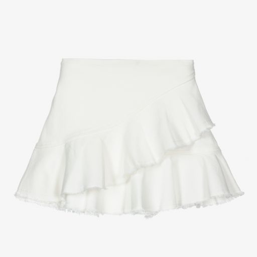 Mayoral-Girls Ivory Cotton Denim Skirt | Childrensalon Outlet