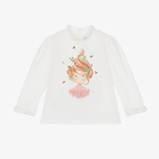 Mayoral-Girls Ivory Cotton Jersey Top | Childrensalon Outlet