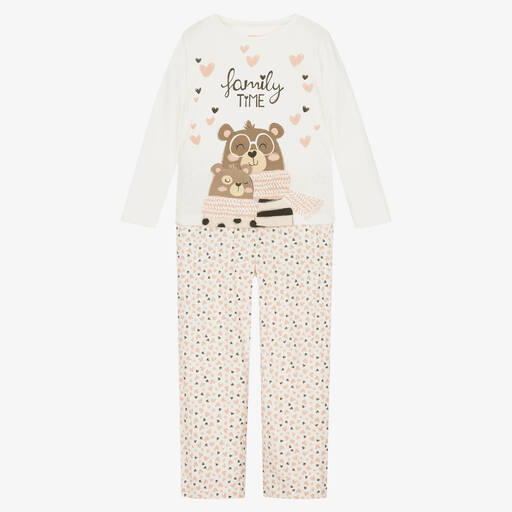 Mayoral-Pyjama ivoire en coton Love Heart | Childrensalon Outlet