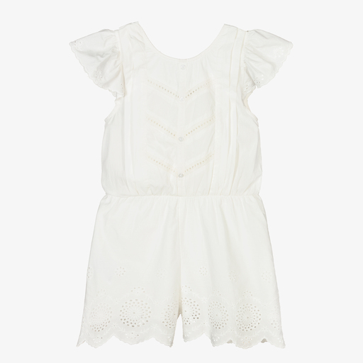 Mayoral-Кремовый хлопковый комбинезон для девочек | Childrensalon Outlet