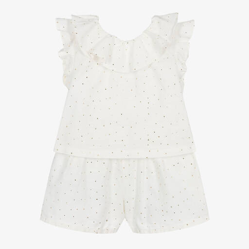 Mayoral-Girls Ivory Cotton Shorts Set | Childrensalon Outlet