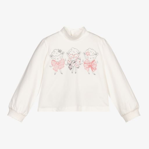 Mayoral-Кремовый хлопковый топ для девочек | Childrensalon Outlet