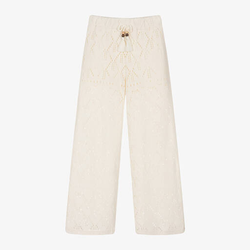 Mayoral-Girls Ivory Cotton Trousers | Childrensalon Outlet