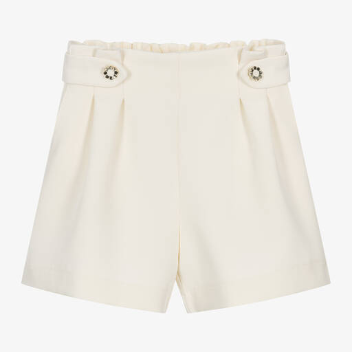 Mayoral-Girls Ivory Crêpe Shorts | Childrensalon Outlet