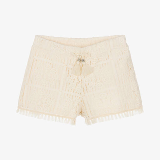 Mayoral-Girls Ivory Crochet Cotton Shorts | Childrensalon Outlet