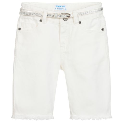 Mayoral-Elfenbeinfarbene Jeans-Shorts (M) | Childrensalon Outlet