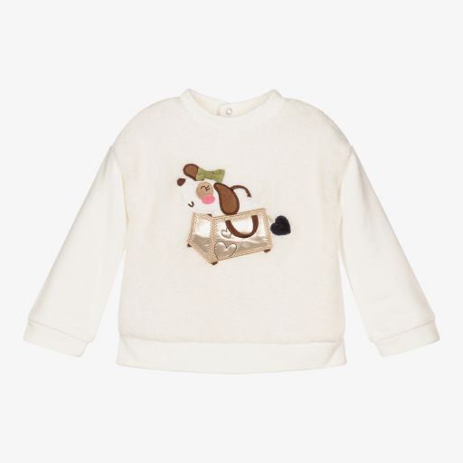 Mayoral-Girls Ivory Dog Top | Childrensalon Outlet