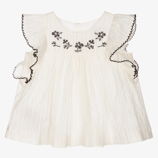 Mayoral-Girls Ivory Embroidered Blouse | Childrensalon Outlet