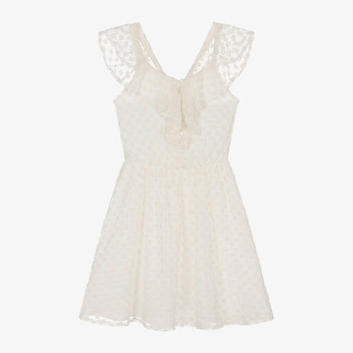 Mayoral-Girls Ivory Embroidered Floral Dress | Childrensalon Outlet