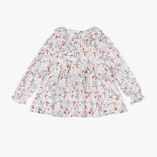 Mayoral-Girls Ivory Floral Blouse | Childrensalon Outlet