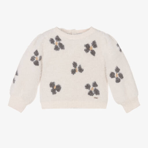 Mayoral-Girls Ivory Fluffy Knitted Sweater | Childrensalon Outlet