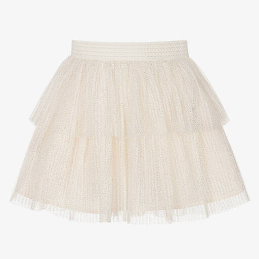 Mayoral-Girls Ivory & Gold Tulle Tutu Skirt | Childrensalon Outlet