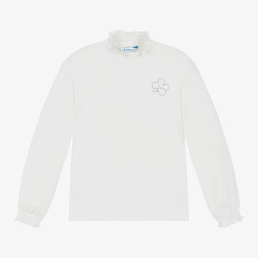 Mayoral-Girls Ivory Jersey Roll Neck | Childrensalon Outlet