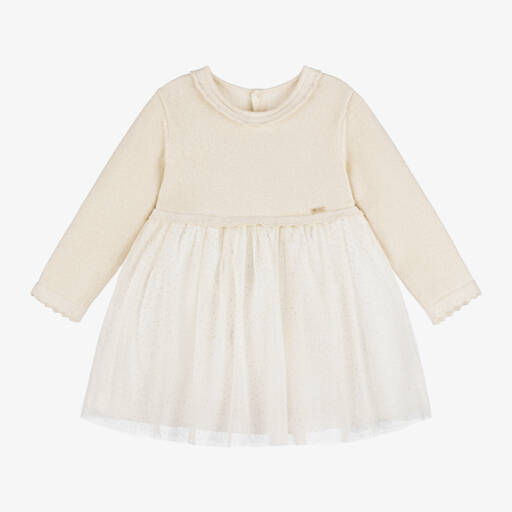 Mayoral Для новорожденных-Girls Ivory Knit and Tulle Dress | Childrensalon Outlet
