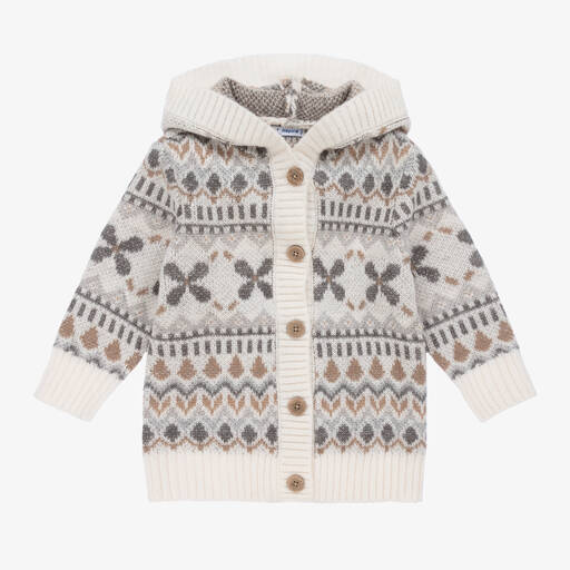 Mayoral-Girls Ivory Knitted Fair Isle Cardigan | Childrensalon Outlet