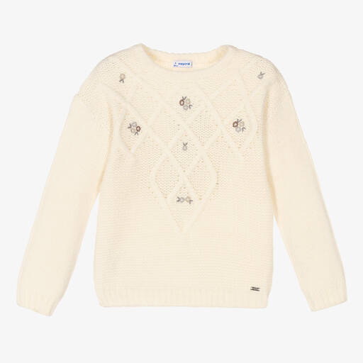 Mayoral-Кремовый вязаный свитер для девочек | Childrensalon Outlet