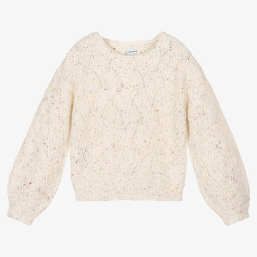 Mayoral-Girls Ivory Knitted Sweater | Childrensalon Outlet