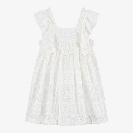Mayoral-Girls Ivory Lace Dress | Childrensalon Outlet