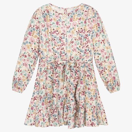 Mayoral-Girls Ivory Multi Floral Dress | Childrensalon Outlet