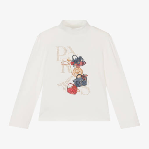Mayoral-Girls Ivory Paris Roll Neck Top | Childrensalon Outlet