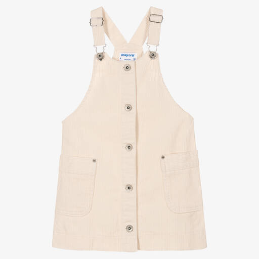 Mayoral-Girls Ivory Pinafore Dress | Childrensalon Outlet