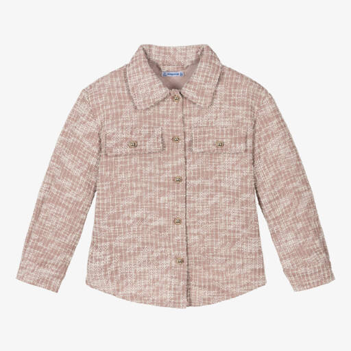 Mayoral-Girls Ivory & Pink Tweed Blouse | Childrensalon Outlet