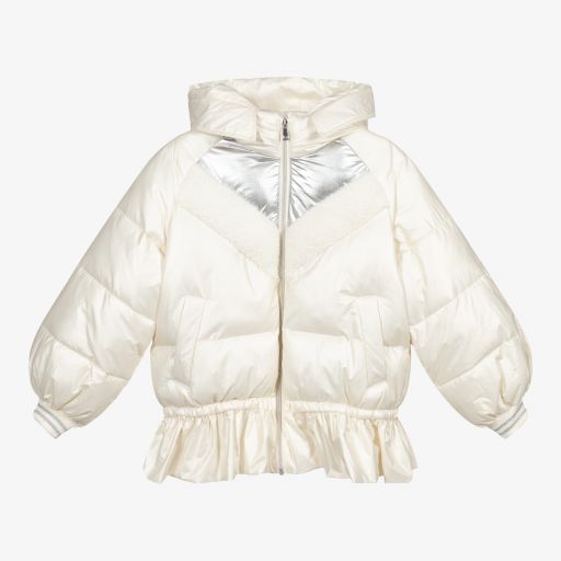 Mayoral-Girls Ivory Puffer Jacket | Childrensalon Outlet