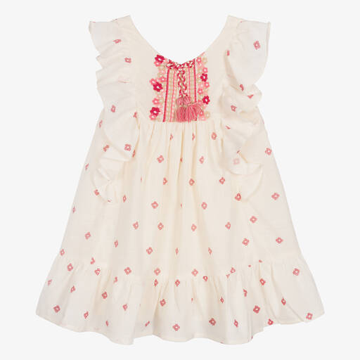 Mayoral-Кремовое платье в красный цветочек | Childrensalon Outlet