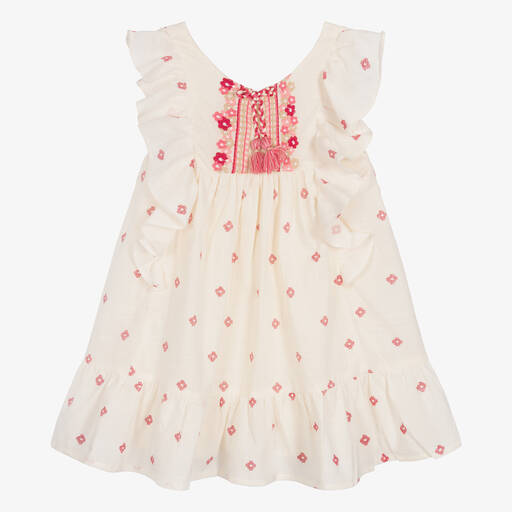 Mayoral-Girls Ivory & Red Flower Pattern Dress | Childrensalon Outlet