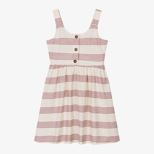 Mayoral-Girls Ivory & Red Stripe Cotton Dress | Childrensalon Outlet