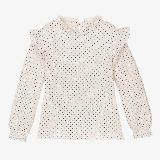Mayoral-Girls Ivory Ribbed Cotton Top | Childrensalon Outlet