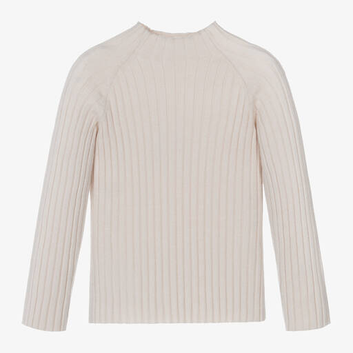 Mayoral-Girls Ivory Ribbed Turtleneck Top | Childrensalon Outlet