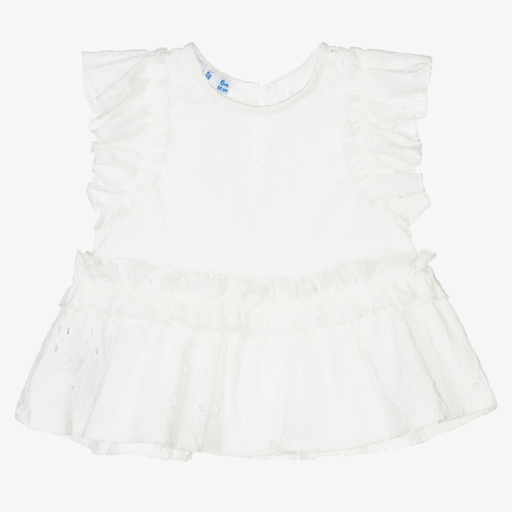 Mayoral-Girls Ivory Ruffle Blouse | Childrensalon Outlet