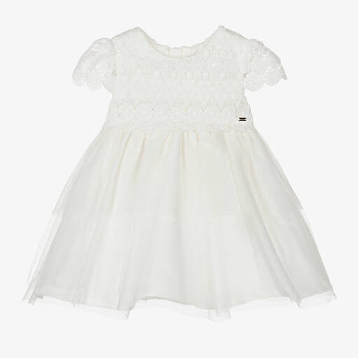 Mayoral-Girls Ivory Sparkly Lace & Tulle Dress | Childrensalon Outlet