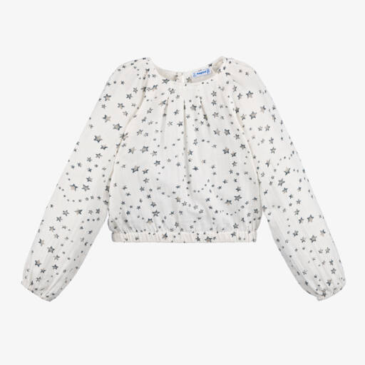 Mayoral-Girls Ivory Star Pattern Blouse | Childrensalon Outlet