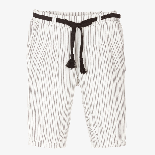 Mayoral-Girls Ivory Stripe Trousers | Childrensalon Outlet