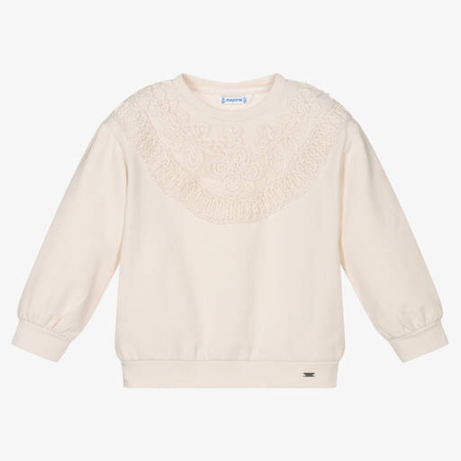 Mayoral-Girls Ivory Sweatshirt | Childrensalon Outlet