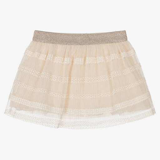 Mayoral-Girls Ivory Tulle & Lace Skirt | Childrensalon Outlet