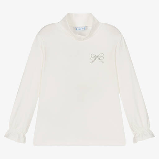 Mayoral-Girls Ivory Turtle Neck Top | Childrensalon Outlet