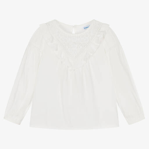 Mayoral-Girls Ivory Viscose Blouse | Childrensalon Outlet