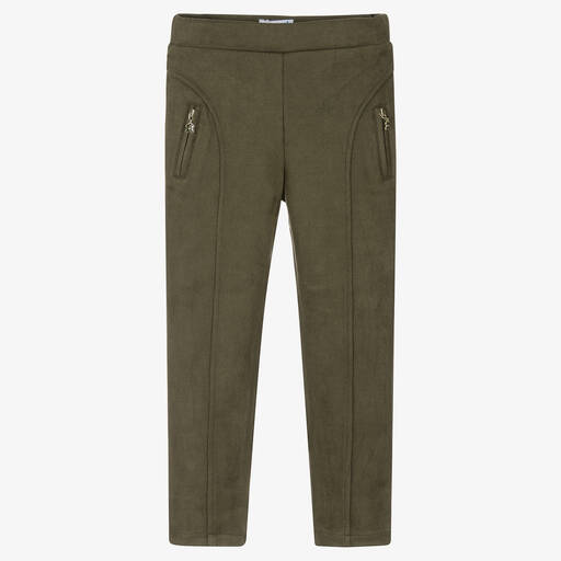 Mayoral-Girls Khaki Green Sparkle Trousers | Childrensalon Outlet