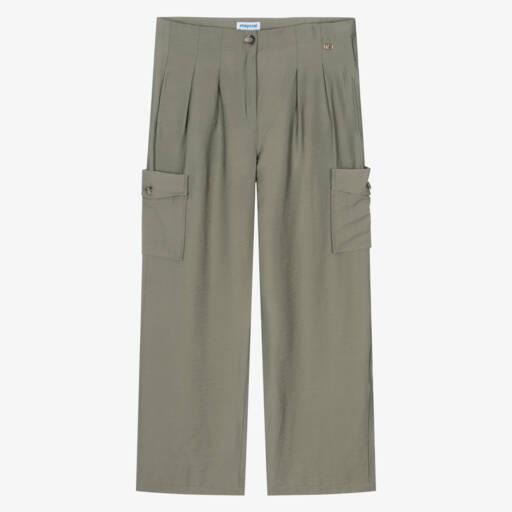 Mayoral-Girls Khaki Wide-Leg Utility Pants | Childrensalon Outlet