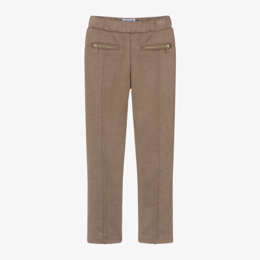 Mayoral-Girls Light Brown Tailored Trousers | Childrensalon Outlet