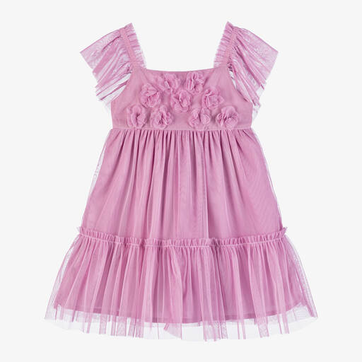 Mayoral-Girls Lilac Pink Tulle Dress | Childrensalon Outlet