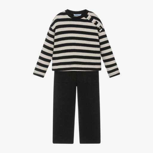 Mayoral-Girls Monochrome Stripe Knit Set | Childrensalon Outlet