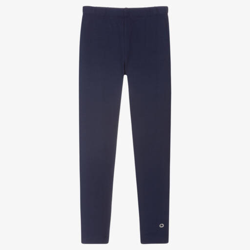 Mayoral-Girls Navy Blue Cotton Jersey Leggings | Childrensalon Outlet