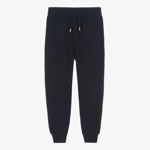 Mayoral-Girls Navy Blue Knitted Joggers | Childrensalon Outlet